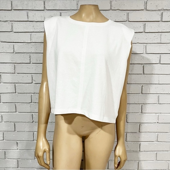 Threadbare Women’s White Shoulder Pad Top - Picture 1 of 7